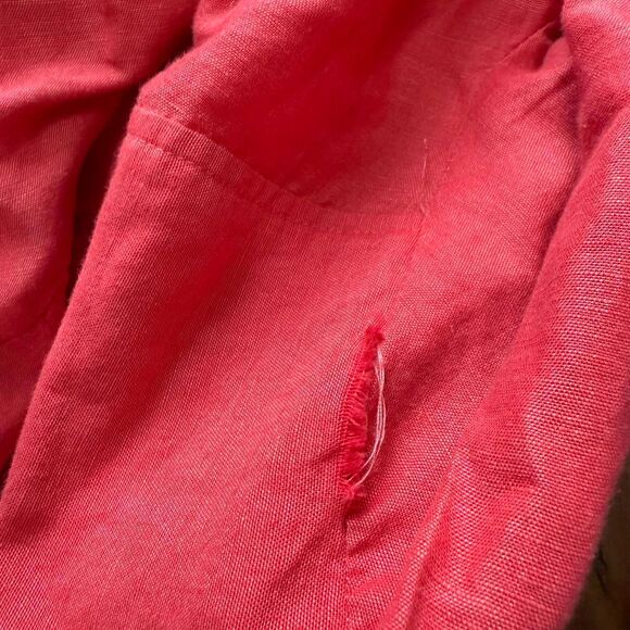 Anthropologie Maeve Red linen cotton button-down shirt. READ - Picture 6 of 7